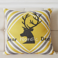 敬平北欧风客厅沙发抱枕靠垫棉麻几何靠枕抱枕套不含芯黄色汽车靠背垫 亲爱的鹿 30x50cm腰枕套+枕芯 平