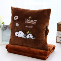 敬平可爱卡通暖手抱枕被子两用三合一汽车办公室沙发靠垫午睡空调毯子 棕史狗 40X40(空调毯0.8*1米 平