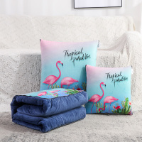 敬平抱枕被子两用折叠加厚珊瑚绒办公室靠枕汽车载靠垫毯午睡小枕头被 花鸟气息 加厚绒印花款 50X50cm展开15 平