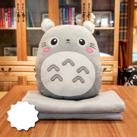 办公室抱枕被子两用汽车靠垫靠枕暖手三合一午休枕头神器午睡毯子 灰可爱 (活动价)插手抱枕约40厘米[内含1x