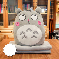 办公室抱枕被子两用汽车靠垫靠枕暖手三合一午休枕头神器午睡毯子 灰白眼 (活动价)插手抱枕约40厘米[内含1x