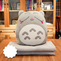办公室抱枕被子两用汽车靠垫靠枕暖手三合一午休枕头神器午睡毯子 灰害羞 (活动价)插手抱枕约40厘米[内含1x