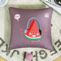 敬平卡通抱枕被子办公室两用午睡枕空调被毯子汽车多功能抱枕被坐靠垫 动感西瓜-豆沙 50X50cm 展开被子150 平