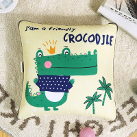 敬平卡通抱枕被子办公室两用午睡枕空调被毯子汽车多功能抱枕被坐靠垫 鳄鱼咆哮 40X40cm 展开被子110cm* 平