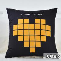 敬平北欧抱枕沙发靠垫汽车护腰靠垫办公室午休靠枕床头靠背套腰枕垫芯 M-方块爱心 45*45cm(枕套+枕芯) 平