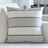 敬平加厚亚麻条纹大抱枕靠垫套客厅沙发靠背办公室床头汽车布艺腰靠枕 灰色(宽条纹抱枕) 60X60cm抱枕套+枕芯 平