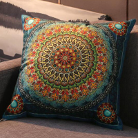 敬平民族复古怀旧波西米亚抱枕套沙发腰靠枕短毛绒桃皮绒汽车床头靠垫 复古5 45x45cm抱枕套+磨毛枕芯 平
