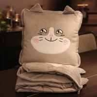 敬平抱枕被子两用办公室午睡枕多功能折叠枕头被汽车靠垫靠枕空调被毯 坏笑猫 小号抱枕38x38cm(打开被子100 平