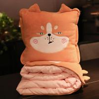 敬平抱枕被子两用办公室午睡枕多功能折叠枕头被汽车靠垫靠枕空调被毯 棕色贱狗 大号抱枕43x43cm(打开被子15 平