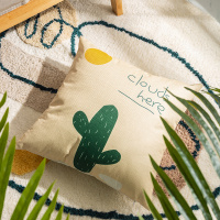 敬平沙发抱枕靠垫床头靠背办公室靠枕汽车护腰靠垫卡通抱枕套芯腰枕垫 麻布仙人掌 热卖❤45x45cm抱枕套+枕芯( 平