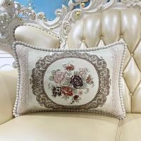 敬平客厅沙发抱枕靠垫刺绣抱枕套靠枕床头靠背垫大号枕头汽车护腰靠垫 国色天香长粉花 50x70有枕芯 平