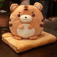 敬平12生肖抱枕被子两用靠枕折叠空调毯汽车内靠垫枕头办公室午睡 生肖-老虎 43cm圆公仔抱枕(内置毯子1x 平