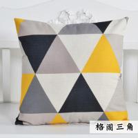 敬平新品北欧元素几何图宿舍办公室靠枕套汽车护腰靠垫抱枕含芯 格阁三角 45*45cm(枕套+枕芯) 平