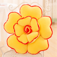 敬平玫瑰花抱枕靠枕创意靠垫毛绒花朵可爱床头睡觉用沙发靠背汽车腰靠 黄色玫瑰花 50X50cm 平