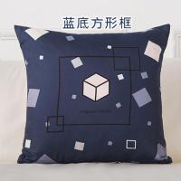 敬平北欧ins沙发客厅小麋鹿抱枕靠垫办公室靠枕床头靠背汽车护腰靠垫 M-蓝底方形框 60*60cm(枕套+枕芯) 平