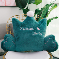 敬平办公室座椅靠枕腰靠腰垫汽车靠垫腰枕椅子靠背垫护腰沙发皇冠抱枕 翡翠绿皇冠 大号腰枕(可拆洗,收藏送眼罩) 平