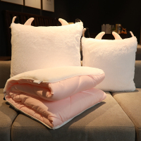 敬平可爱抱枕被子两用靠枕沙发办公室床头枕头被汽车靠垫折叠空调被 白色奶牛 抱枕45cm 被子1.5*1.8米 平