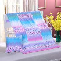 敬平多功能汽车抱枕被子两用可折叠床头靠垫被沙发靠枕头办公室午休被 米白色 紫色花海 中号绗缝款40X40cm 平