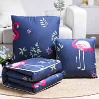 敬平抱枕被子两用办公室午休靠垫被沙发靠枕汽车用折叠空调被床头靠背 神奇仙鹤 45X45cm展开120X160cm 平