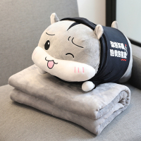 敬平折叠抱枕被子两用三合一珊瑚绒午睡毯子二合一多功能可爱汽车载 灰色仓鼠暖手+毯子 抱枕50cm+毯子1*1.7 平
