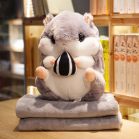 敬平仓鼠暖手抱枕被子两用汽车办公室午睡枕头珊瑚绒空调毯子三合一女 抱瓜子款 40cm暖手抱枕+毯子(1×1.7米 平