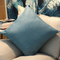 敬平抱枕靠垫纯色靠枕床头沙发腰靠汽车腰枕沙发枕办公室护腰垫靠背垫 蓝色 50X50cm(花边) 平