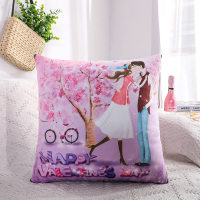 敬平加厚多功能抱枕被子两用折叠汽车载靠垫珊瑚绒毯办公室午睡靠枕头 单车恋人 加厚绒印花款 40X40cm展开10 平