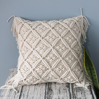 敬平棉绳手工编织抱枕diy客厅沙发抱枕靠垫床头汽车飘窗靠枕套可拆洗 奥菲莉亚-E款 45x45cm(抱枕套+枕芯 平