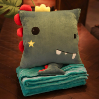 敬平抱枕被子两用午睡加厚毯子折叠汽车车载多功能靠垫枕头被子三合一 小恐龙 抱枕40cm(内含大号毯子1.5x1. 平