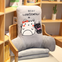 敬平加高加厚办公室座椅靠枕腰靠腰垫汽车靠垫腰枕椅子靠背垫护腰抱枕 黑白猫 毯子1*1.7米+宽58*高55*17 平