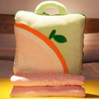 敬平可爱车载折叠抱枕被子两用午睡小枕头汽车办公室靠枕靠垫车内 橙子 40X40厘米(被子展开1×1.5米) 平