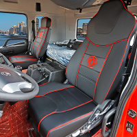 敬平坐垫东风天龙专用座套VL货车KL四季天锦装饰KR旗舰版全包坐垫内饰改装 黑色红边 平