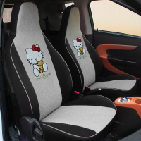敬平宝骏E100宝骏E200知豆D2s众泰芝麻E30/E200两座专用电动汽车座套 黑灰色 KT猫[两座] 平坐垫