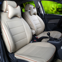 敬平北汽E系列E130E150座套专车专用皮U坐套全包汽车座垫套四季通用 米色棕边 平