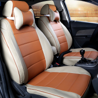 敬平北汽E系列E130E150座套专车专用皮U坐套全包汽车座垫套四季通用 米棕拼接 平