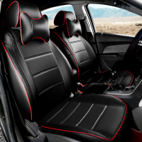 敬平汽车座套全包丰田卡罗拉花冠威驰雷凌致炫专用四季通用坐垫座椅套 升级豪华皮革-经典黑红 平