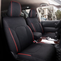 敬平新款日产途乐Y62专用亚麻布艺汽车座套别克GL8七座全包四季坐垫 七座标准版-绅士黑 平