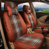 敬平长安逸动悦翔V3奔奔CS75CS35CX20专用汽车座套全包亚麻布艺坐垫套 亚麻方格棕 平