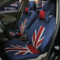 敬平个性化汽车座套全包围坐垫四季通用宝马mini甲壳虫高尔夫专用座套 蓝色布艺米字旗坐垫