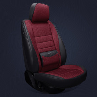敬平福特专用座套新福克斯嘉年华福睿斯翼博亚麻夏季全包专用汽车坐垫 标准版-黑红色 平