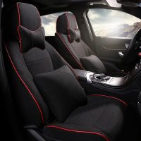 敬平汽车坐垫全包围亚麻四季通用坐套奔驰e260l奥迪q5l宝马X1专用座套 黑色-豪华版 平