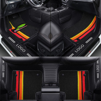 敬平华晨2016款中华v3脚垫专用全包围2016汽车丝圈13防水通用易清洗大 包门槛 [黑色皮革+黑色雪妮丝]横纹款脚垫