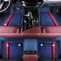 敬平汽车脚垫全包围地毯式xpe无味防水通用易清洗订制绒面脚踏垫 蓝色超纤皮+蓝色弯头纱地毯绒 (留言车型-年份)脚垫