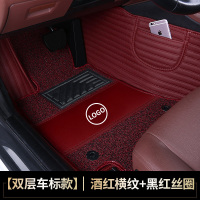 敬平长安福特福睿斯全包围脚垫蒙迪欧致胜福克斯翼虎翼博大包汽车脚垫 [双层][车标款]酒红横纹+黑红丝圈脚垫