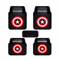 大众波罗新polo车通用两厢宝来捷达可爱车内用品汽车脚垫女士卡通 美队盾牌 一套5片