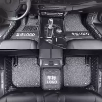 敬平上海大众桑塔纳出租车2019款19汽车脚垫2016全包围15新13新款16老 [双层包门槛-带车标]黑灰丝圈+黑皮米