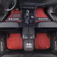 敬平上海大众桑塔纳出租车2019款19汽车脚垫2016全包围15新13新款16老 [双层包门槛-带车标]黑红丝圈+黑皮红