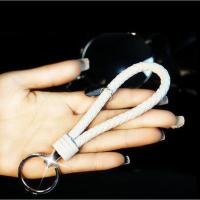 敬平男女镶钻钥匙扣手工编织皮绳情侣钥匙圈环汽车遥控器挂件 白色车用钥匙扣汽车钥匙扣