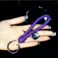 敬平男女镶钻钥匙扣手工编织皮绳情侣钥匙圈环汽车遥控器挂件 紫色车用钥匙扣汽车钥匙扣