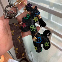 敬平网红欧美创意汽车用钥匙扣长颈鹿汽车钥匙扣链圈挂件个性包包挂件 小鹿花纹黑+黑扣